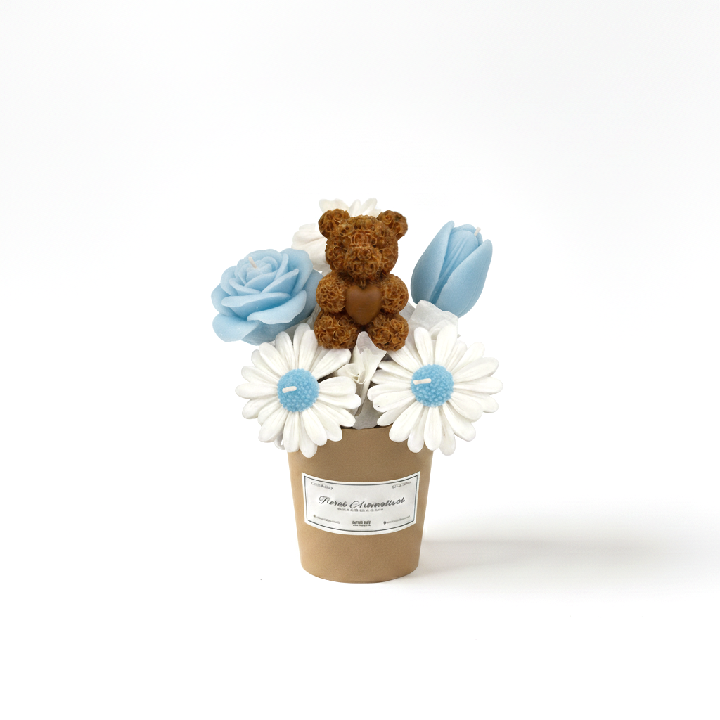 Bouquet Floral de Velas - Oso